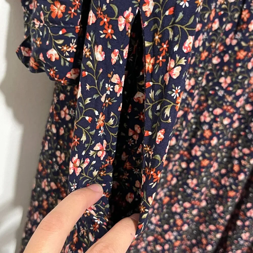 Old Navy Womens Tiered Maxi Dress XXL Dark Floral Cottagecore Prairie Herbalist - Picture 8 of 10